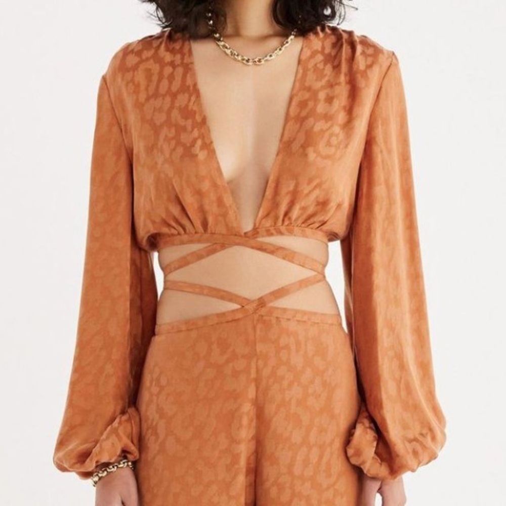 Rumer Animal Print Wrap Cropped Top Rust Size Small New with Tag